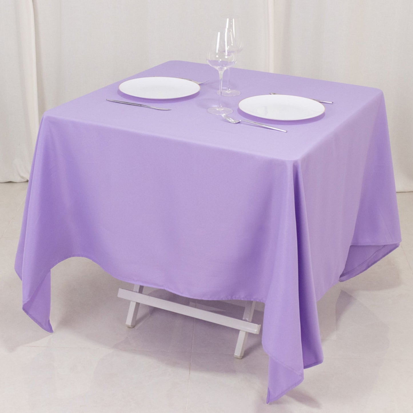 Premium Polyester Square Tablecloth 70"x70" Lavender Lilac 220GSM Wrinkle-Resistant Table Cover