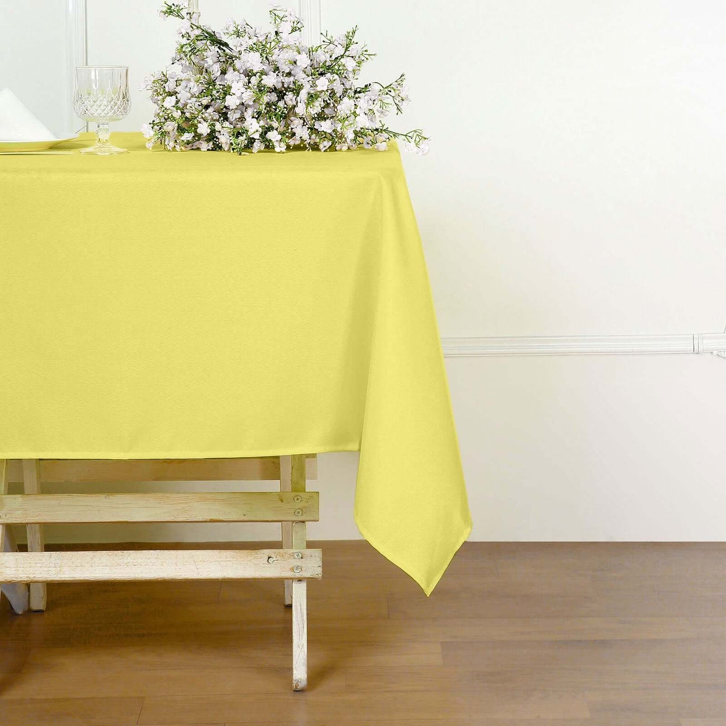 Polyester Square 54"x54" Tablecloth Yellow - Wrinkle-Resistant & Durable Table Cover