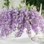 6 Pack Purple Silk Wisteria Vines Hanging Plants, Long Artificial Flowers Bushes - 4 Full Strands in 1 Bush - 21"