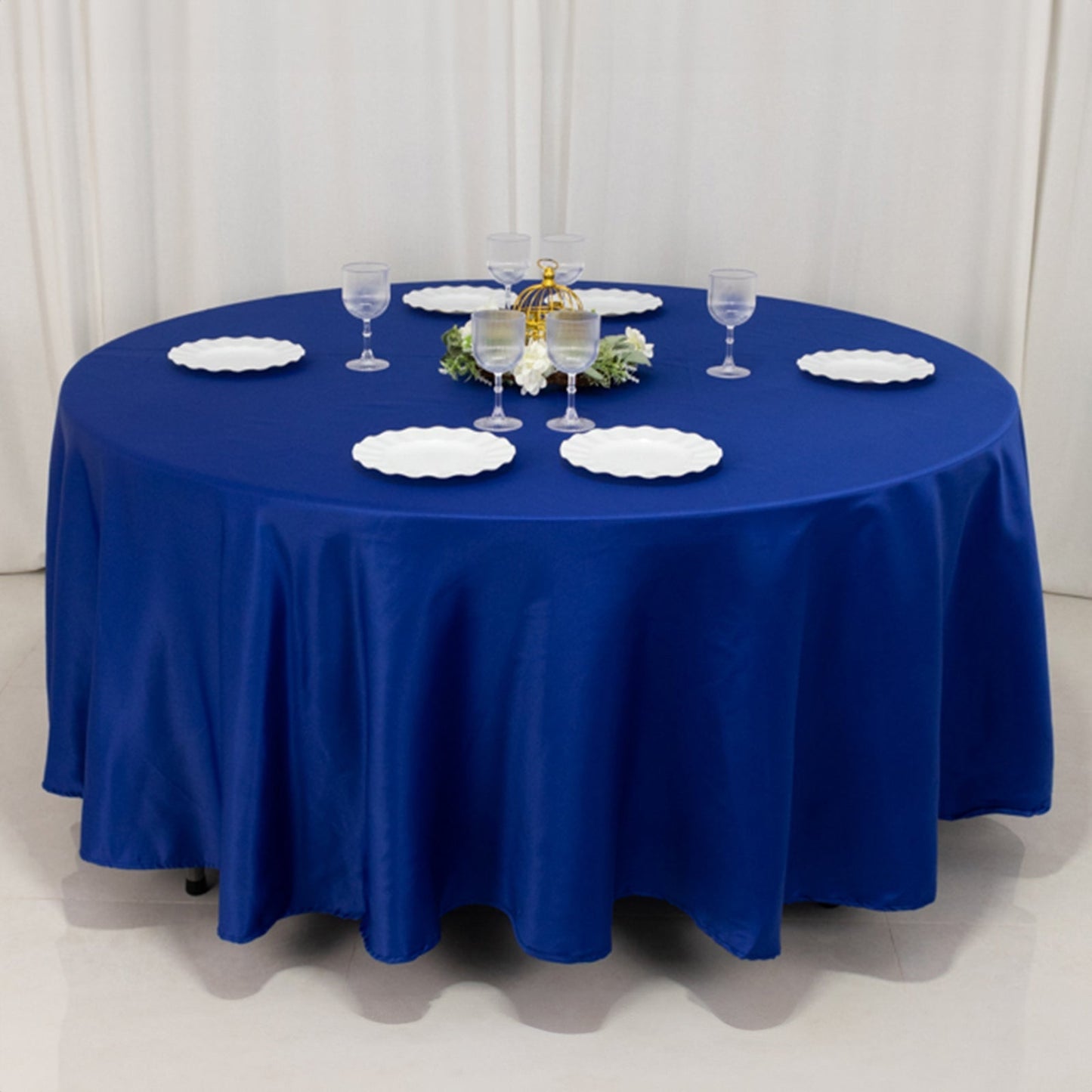 Lamour Satin 108" Round Tablecloth Royal Blue - Durable & Silk-Like Table Cover