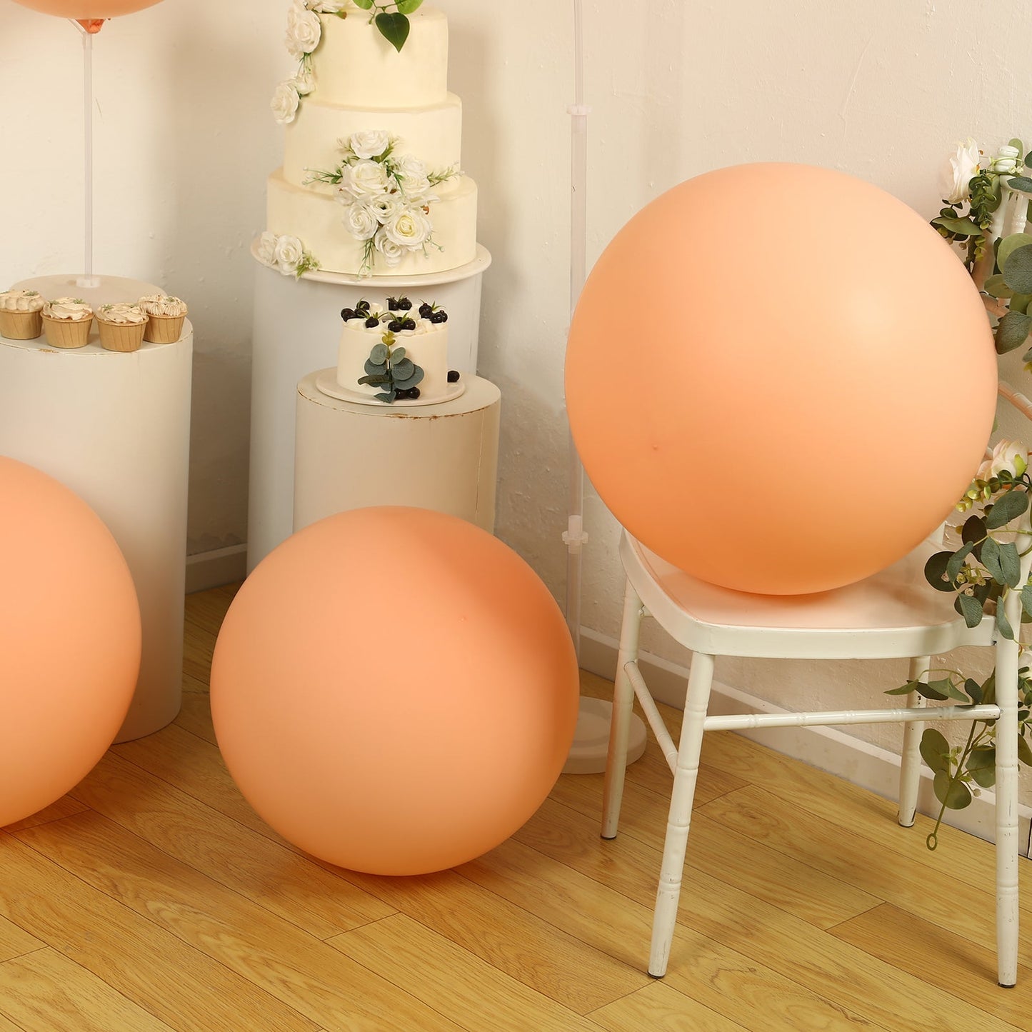 5 Pack Large Matte Pastel Blush Biodegradable Balloons, 36" Round Eco-friendly Thickened Latex Party Balloons