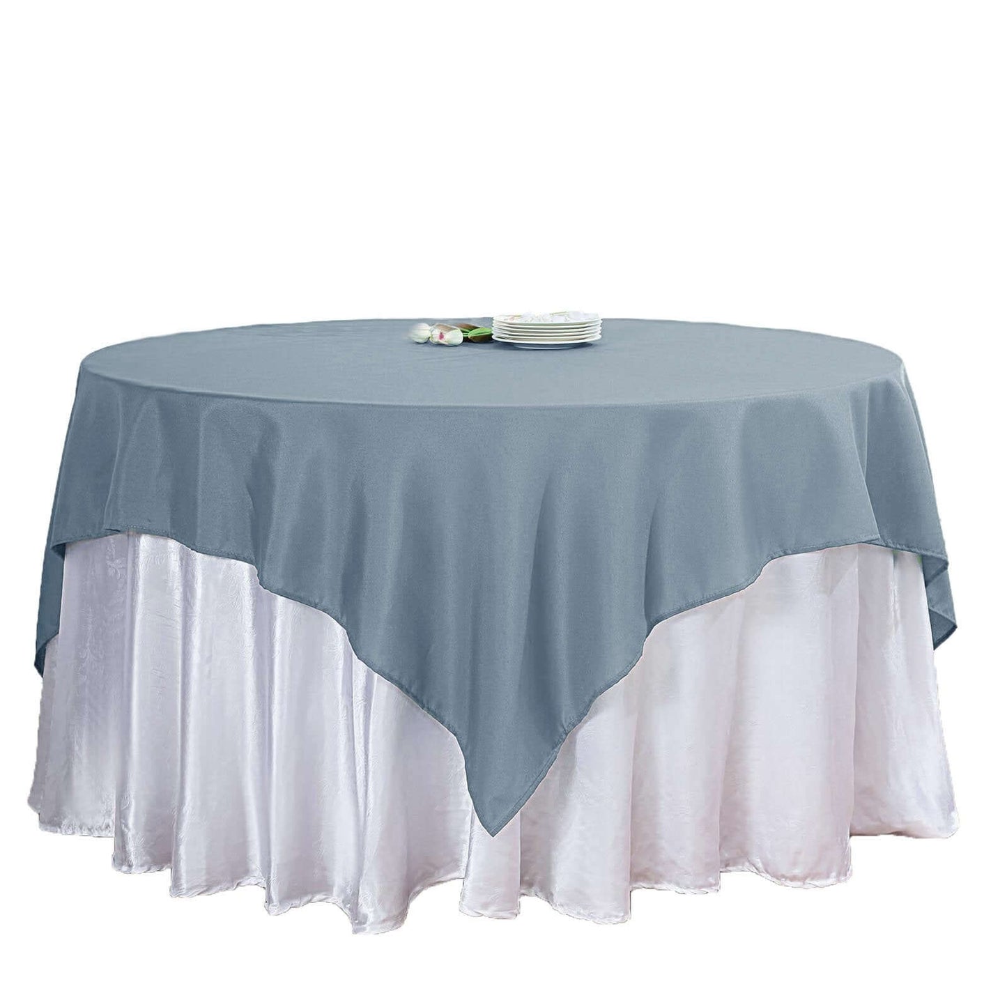 Polyester 54"x54" Table Overlay Square Tablecloth Dusty Blue - Wrinkle-Resistant & Durable Table Cover