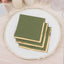 50-Pack Paper Beverage Napkins Dusty Sage Green with Gold Foil Edge - 2 Ply Disposable Soft 18GSM Cocktail Napkins 5"x5"