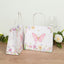 12 Pack Pink Glitter Butterfly Paper Favor Bags with Handles, Floral Print White Goodie Gift Bags - 6"x7"