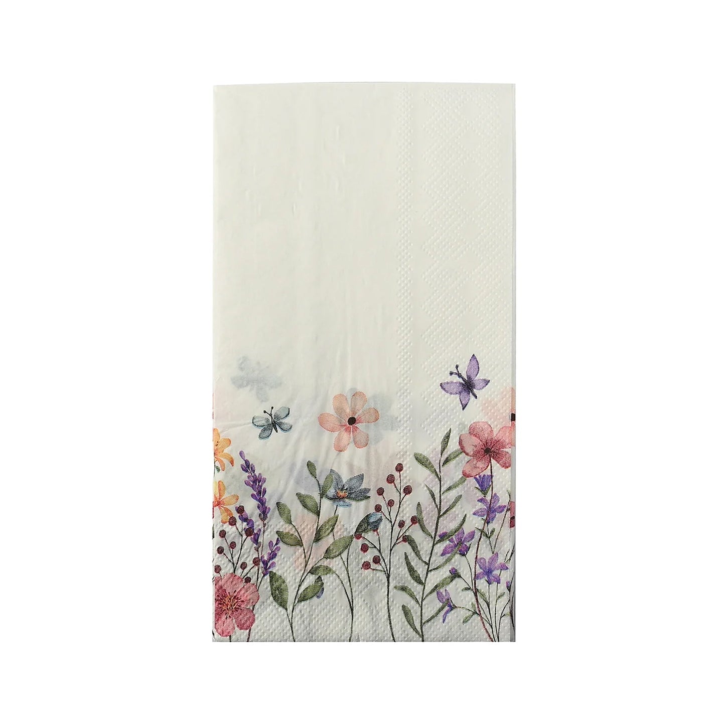 50-Pack Paper Dinner Napkins Wildflower Butterfly Design 2 Ply - Soft Disposable Napkins for Parties 8"x4"