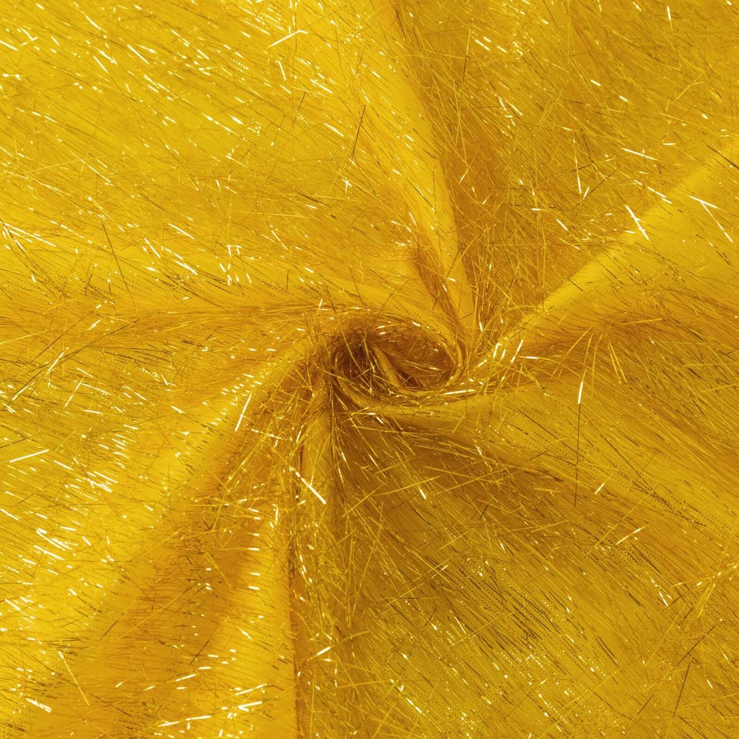 Polyester 120" Round Gold Tablecloth Metallic Fringe Shag Tinsel Design Table Cover for Weddings & Events