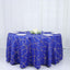 Polyester 120" Round Tablecloth Royal Blue with Gold Foil Geometric Pattern Wrinkle-Resistant Seamless Table Cover