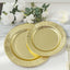 25-Pack Paper 10" Round Dinner Plates in Metallic Gold Sunray Design - Disposable Heavy Duty 350GSM Party Plates