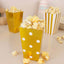 36 Pack 5" White Gold Design Mini Paper Popcorn Boxes, Candy Favor Disposable Bags - Stripe, Polka Dot, Solid Style