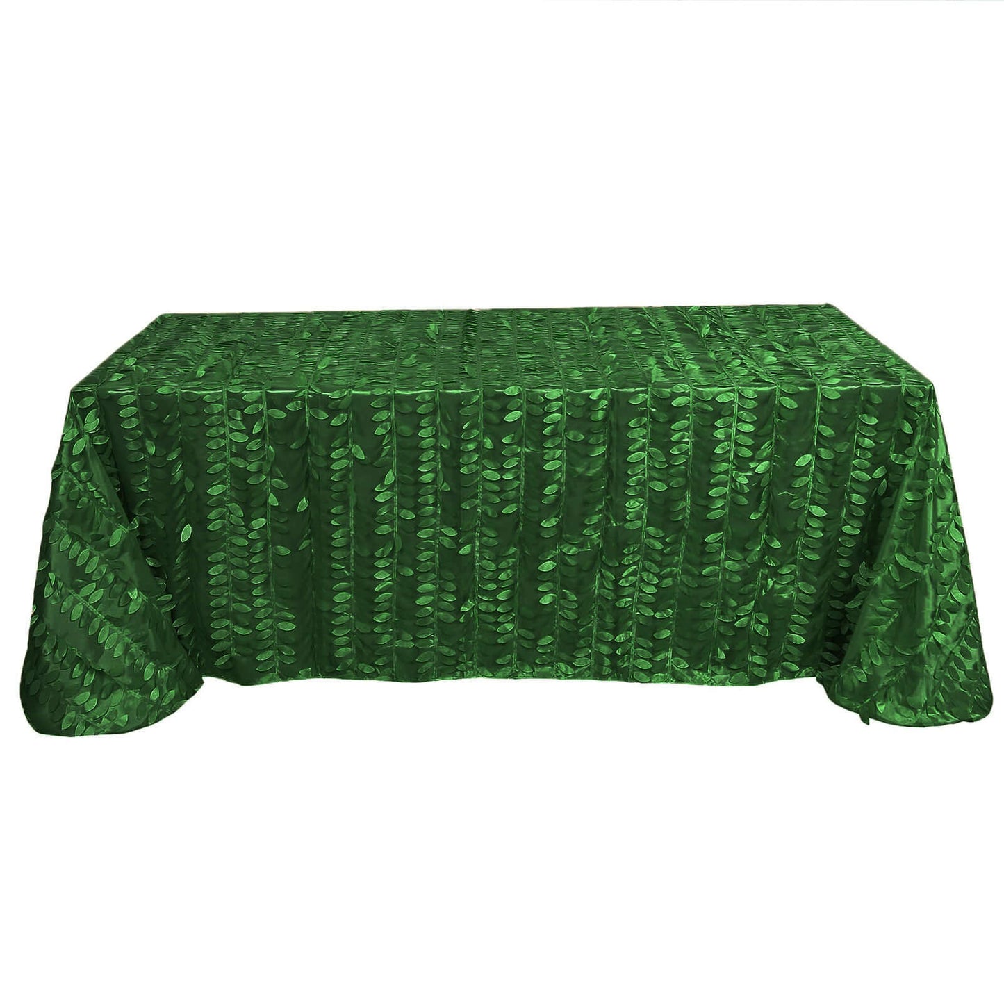 Taffeta 90"x156" Rectangle Tablecloth Green | 3D Leaf Petal Design Seamless Table Cover