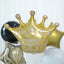 Set of 6 Gold Black Marble Mylar Foil Party Balloon Set, Star, Round and Crown Balloon Bouquet With Ribbon, Party Decorations