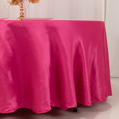 Lamour Satin 108" Round Tablecloth Fuchsia - Durable & Silk-Like Table Cover