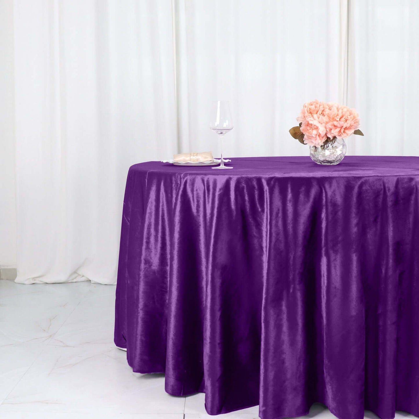 Premium Velvet 120" Round Tablecloth Purple - Reusable Soft & Seamless Table Cover