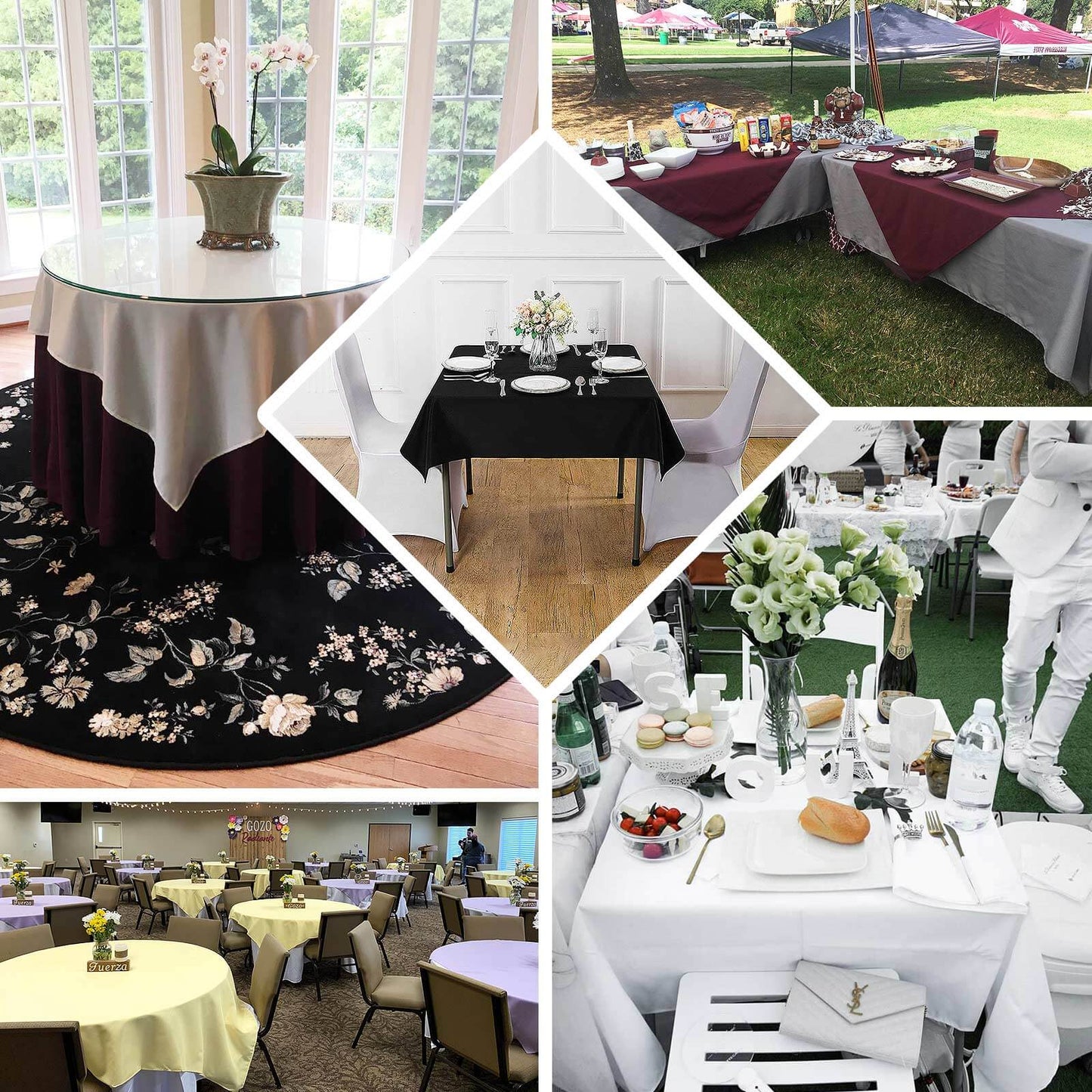 Premium Polyester 54"x54" Square Tablecloth Purple - 220GSM Stain and Wrinkle-Resistant Table Cover