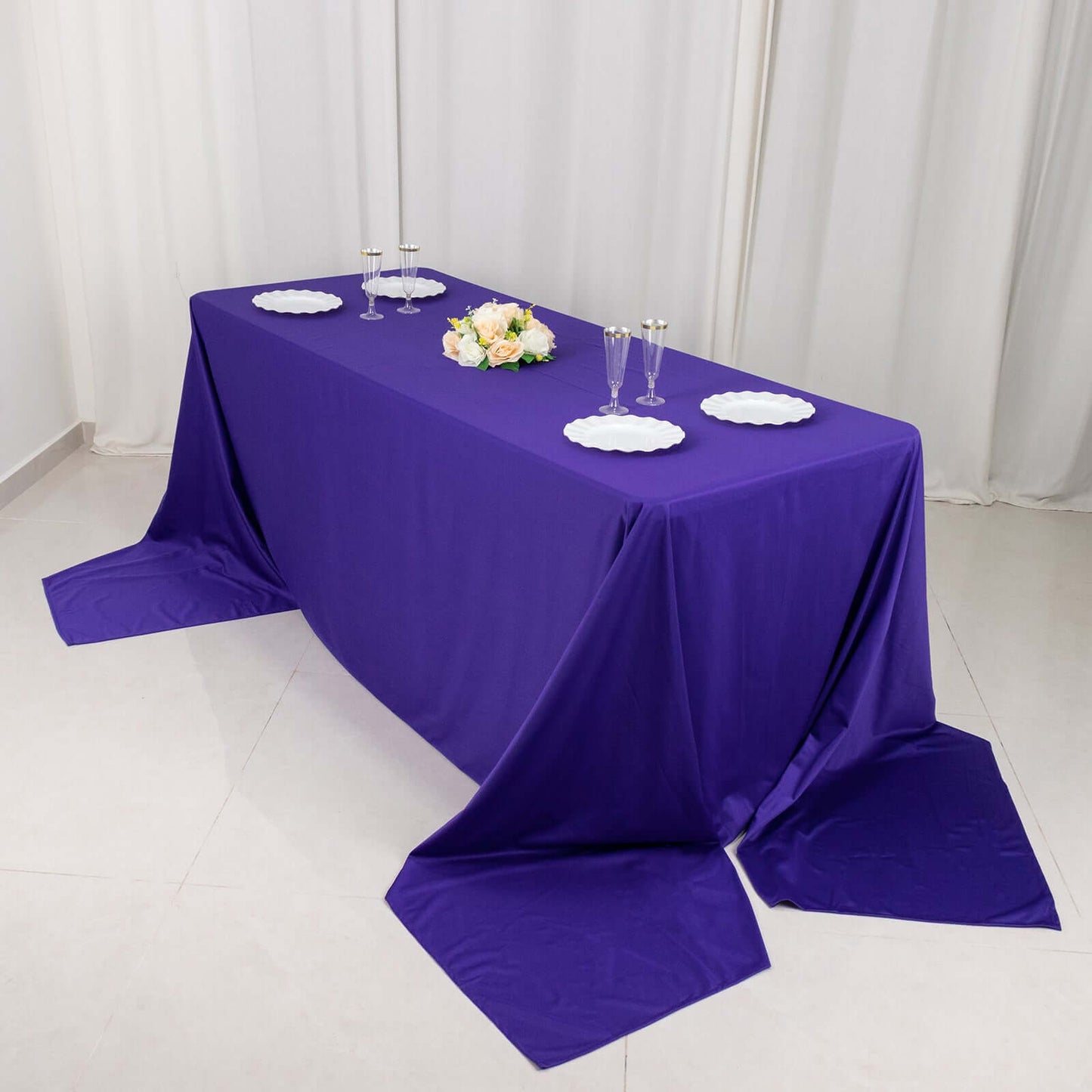 Scuba Rectangular 90"x156" Tablecloth Purple - Wrinkle Free, Stain Resistant & Seamless Table Cover