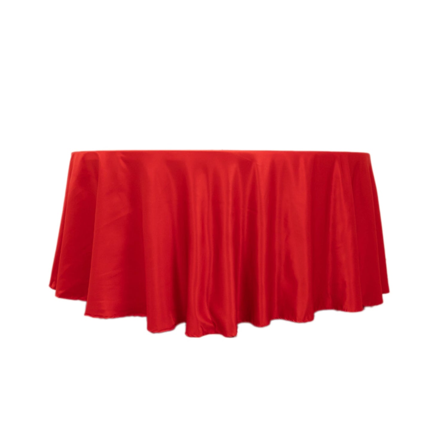 Lamour Satin 120" Round Tablecloth Red - Seamless Table Cover with Soft Tempered Sheen