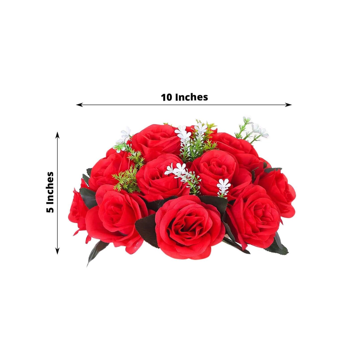 2 Pack Red Silk 15-Head Rose Flower Balls For Centerpieces - 10", Artificial Kissing Ball Floral Arrangements