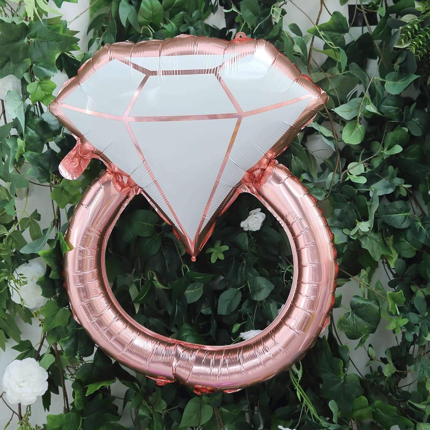 26" Giant Rose Gold White Diamond Ring Mylar Foil Helium Air Balloon