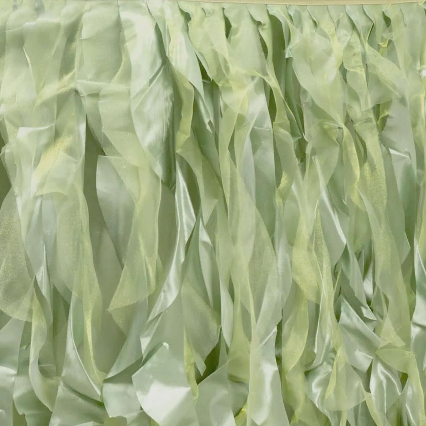 Taffeta 14ft Table Skirt Sage Green - Cascading Curly Willow Style Table Cover
