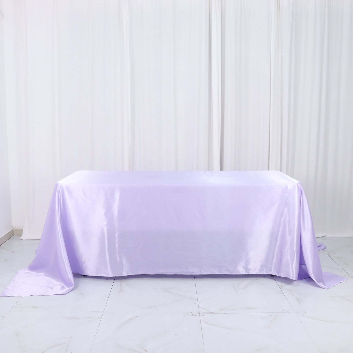 Satin Rectangular 90"x132" Tablecloth Lavender Lilac - Seamless Table Cover