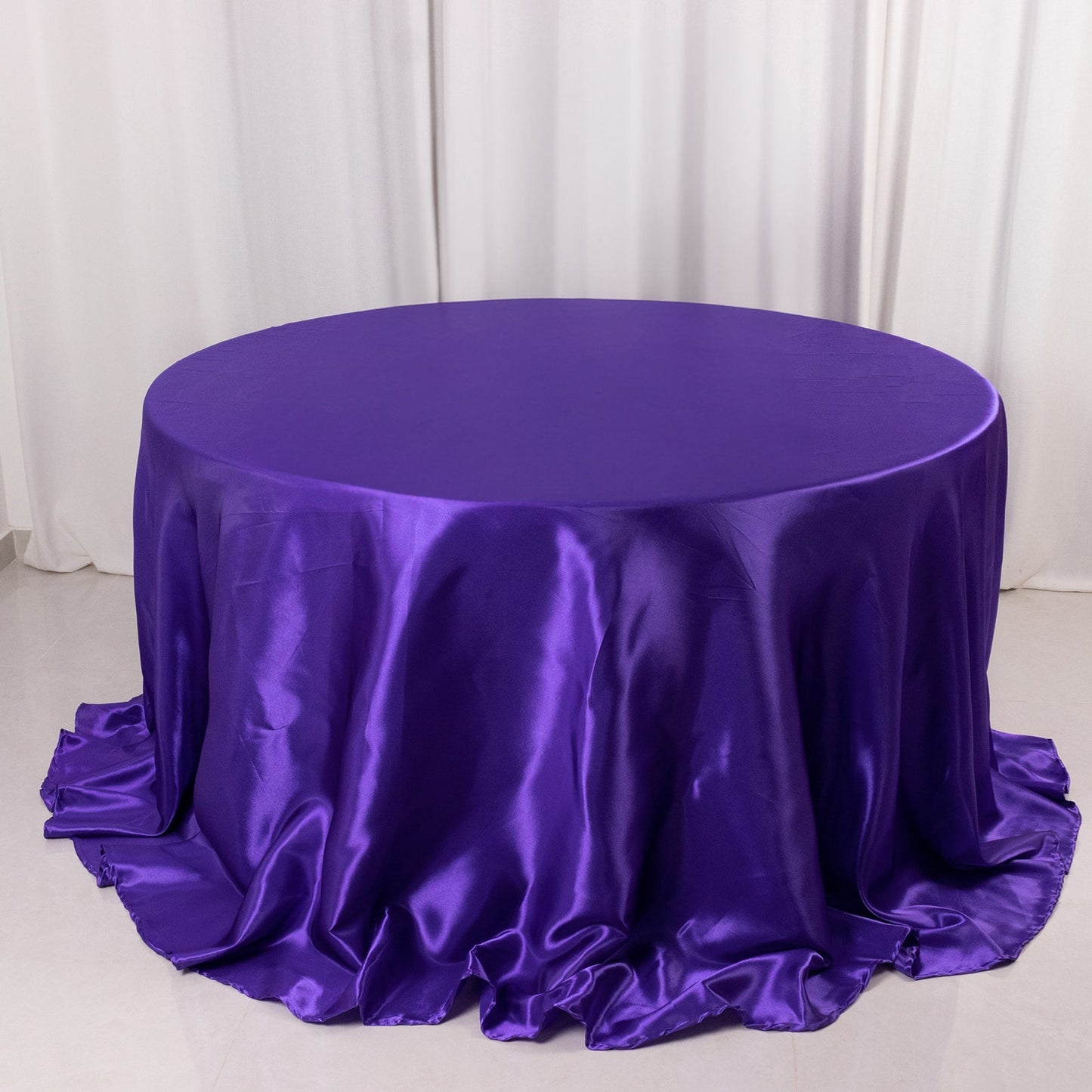 Satin 132" Round Tablecloth Purple - Stylish Seamless Table Cover