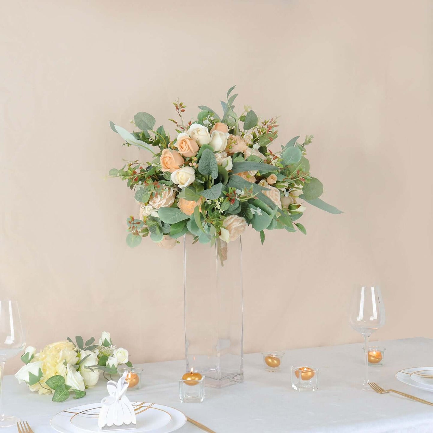 6-Pack Glass Cylinder Vases Square Clear - Durable Heavy Duty Floral Centerpieces for Weddings 16"