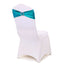 5 Pack Metallic Spandex Chair Sashes Peacock Teal - Stretch Fit Chair Bands With Round Diamond Buckles
