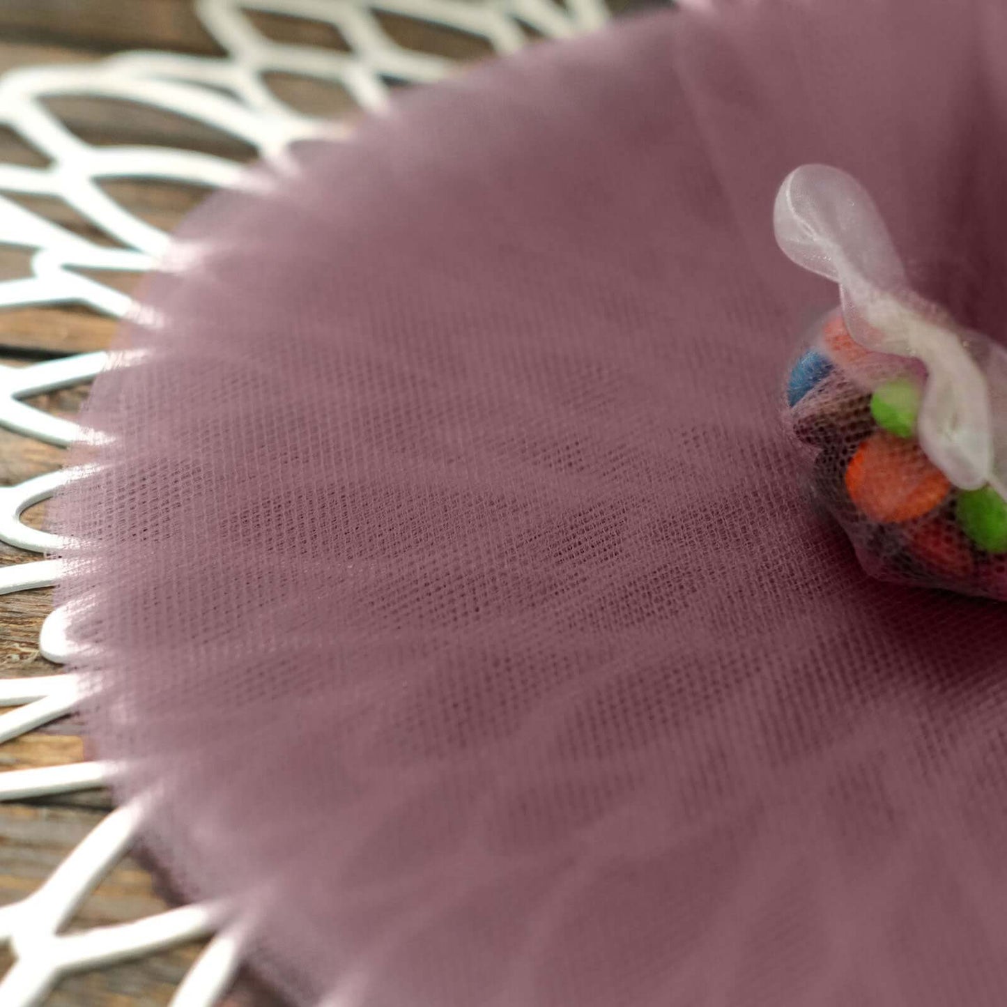 25 Pack 9" Violet Amethyst Sheer Nylon Tulle Circles Favor Wrap Craft Fabric, DIY Candy Favor Wraps