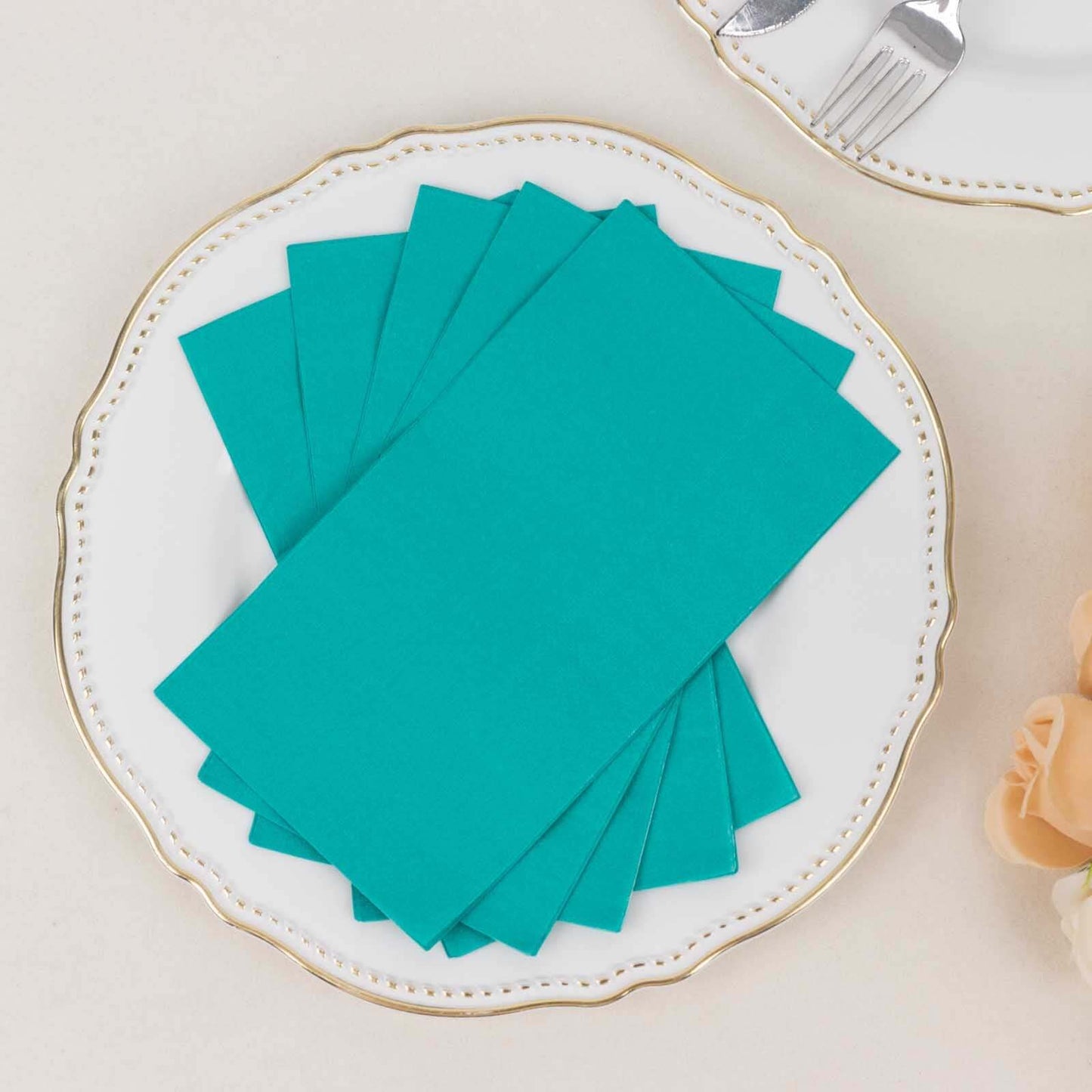 50-Pack Paper Napkins Turquoise - Soft Disposable 2-Ply Dinner Napkins for Weddings