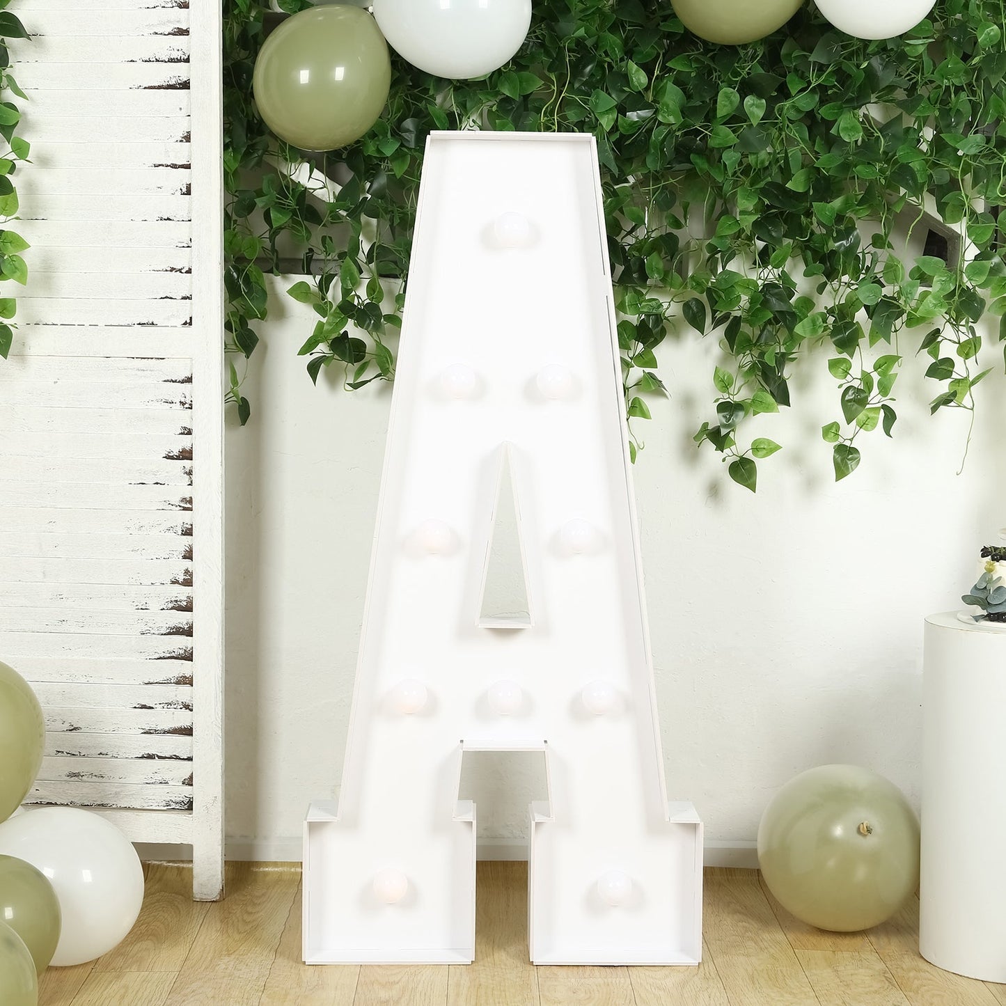Giant LED Marquee Light Up Letter "A", White 4ft Pre-Cut Foam Board with 10 Warm White Battery Operated LEDs, Glue Gun and Sticks