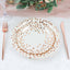 25-Pack Paper Round Dinner Plates 9" White with Metallic Rose Gold Polka Dots - Disposable 300GSM Party Plates for Banquets & Celebrations