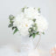 2 Bushes 17" White Artificial Silk Peony Flower Bouquets, Real Touch Peonies Spray