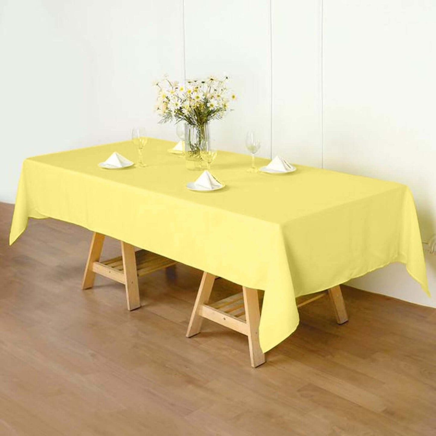 Polyester 60"x102" Rectangle Tablecloth Yellow - Durable and Stylish Table Cover