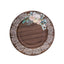 25-Pack Paper 10" Round Dinner Plates in Brown Wood Print with Floral Lace Rim - Disposable Party Plates for Farmhouse Weddings & Rustic Themes