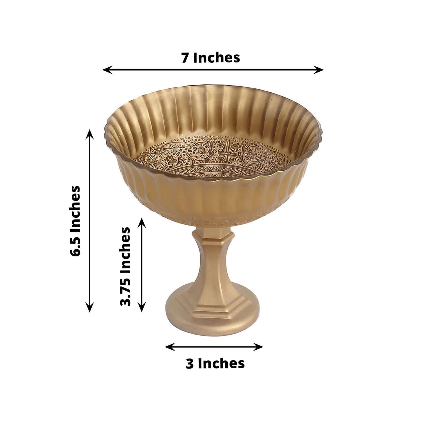 Glass Compote Floral Bowl Pedestal Vase Roman Style Gold - Antique Flower Vase for Sophisticated Event DÃ©cor 7"
