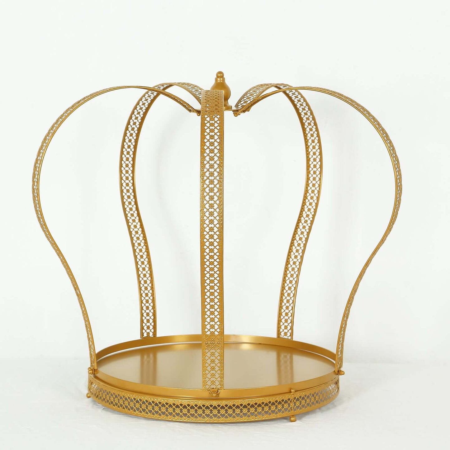 Metal Wedding Cake Stand 26" Gold Princess Crown Style - Exquisite Cupcake Display Holder Centerpiece for Fairy Tale Weddings & Chic Dessert Presentations
