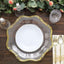 6-Pack Acrylic Plastic Hexagon Charger Plates 13" in Clear with Gold Baroque Scalloped Rim, Exquisite Dinner Serving Plates