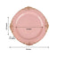 10-Pack Plastic 8" Round Dessert Plates in Dusty Rose with Gold Leaf Embossed Rim - Disposable Vintage Baroque Style Salad Plates