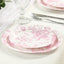 25-Pack Paper 7" Round Dessert Plates in White with Matte Pink French Toile Pattern - Disposable Floral Salad Appetizer Plates