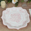 25-Pack Paper Dinner Plates in White Pink Damask Floral Pattern & Scallop Rim - Stylish Disposable 300GSM Floral Party Plates 10"