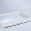 Metal Mirrored Rectangle Serving Tray 16"x12" in White Fleur De Lis Design with Handles, French Inspired Decorative Vanity Tray Centerpiece
