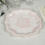 25-Pack Paper Dessert Plates in White with Pink Damask Floral Print & Scallop Rim - Stylish Disposable 300GSM Floral Salad Appetizer Plates 8"