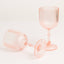 12-Pack Plastic Goblets Transparent Blush Vintage Ribbed Pattern - Reusable Shatterproof Glassware 9oz