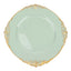 6-Pack Acrylic Round Charger Plates 13" in Sage Green with Gold Embossed Baroque Rim, Antique Decorative Dinner Party Charger Tableware