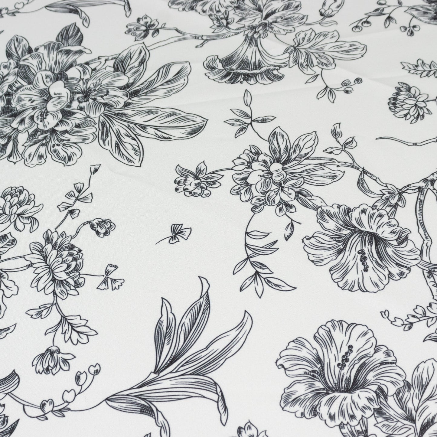 Polyester 108" Round Tablecloth White - Black French Toile Pattern for Chic Weddings