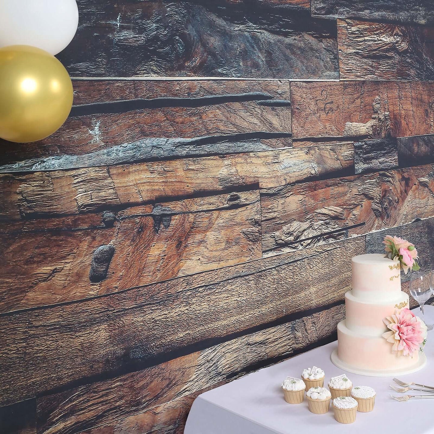 8ftx8ft Dark Brown 3D Wood Panel Vinyl Party Photography Backdrop, Photo Shoot Natural Background