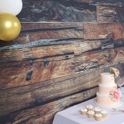 8ftx8ft Dark Brown 3D Wood Panel Vinyl Party Photography Backdrop, Photo Shoot Natural Background