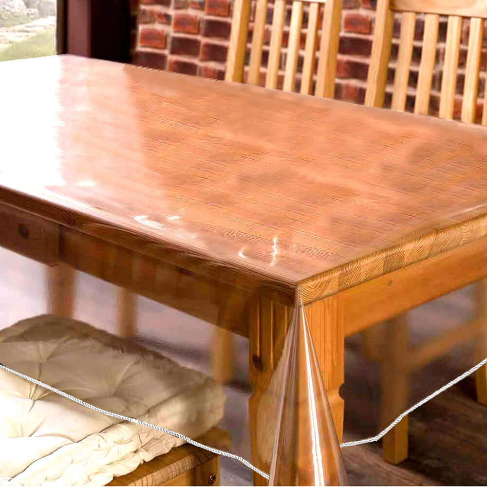 Vinyl Tablecloth Clear Eco - Friendly Rectangle - Sturdy PVC Tablecloth 60"x90" 10 Mil Thick - Linen Luxes