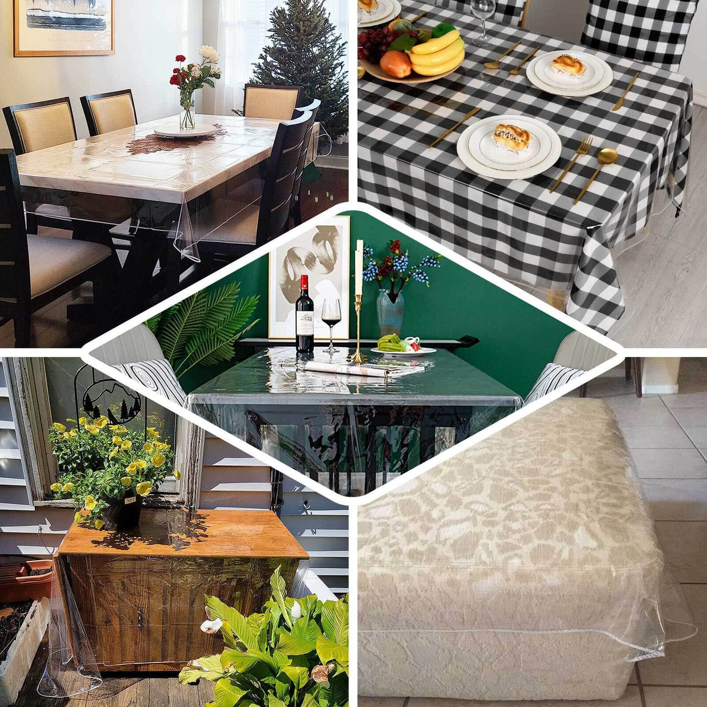 Vinyl Tablecloth Clear Eco - Friendly Rectangle - Sturdy PVC Tablecloth 60"x90" 10 Mil Thick - Linen Luxes