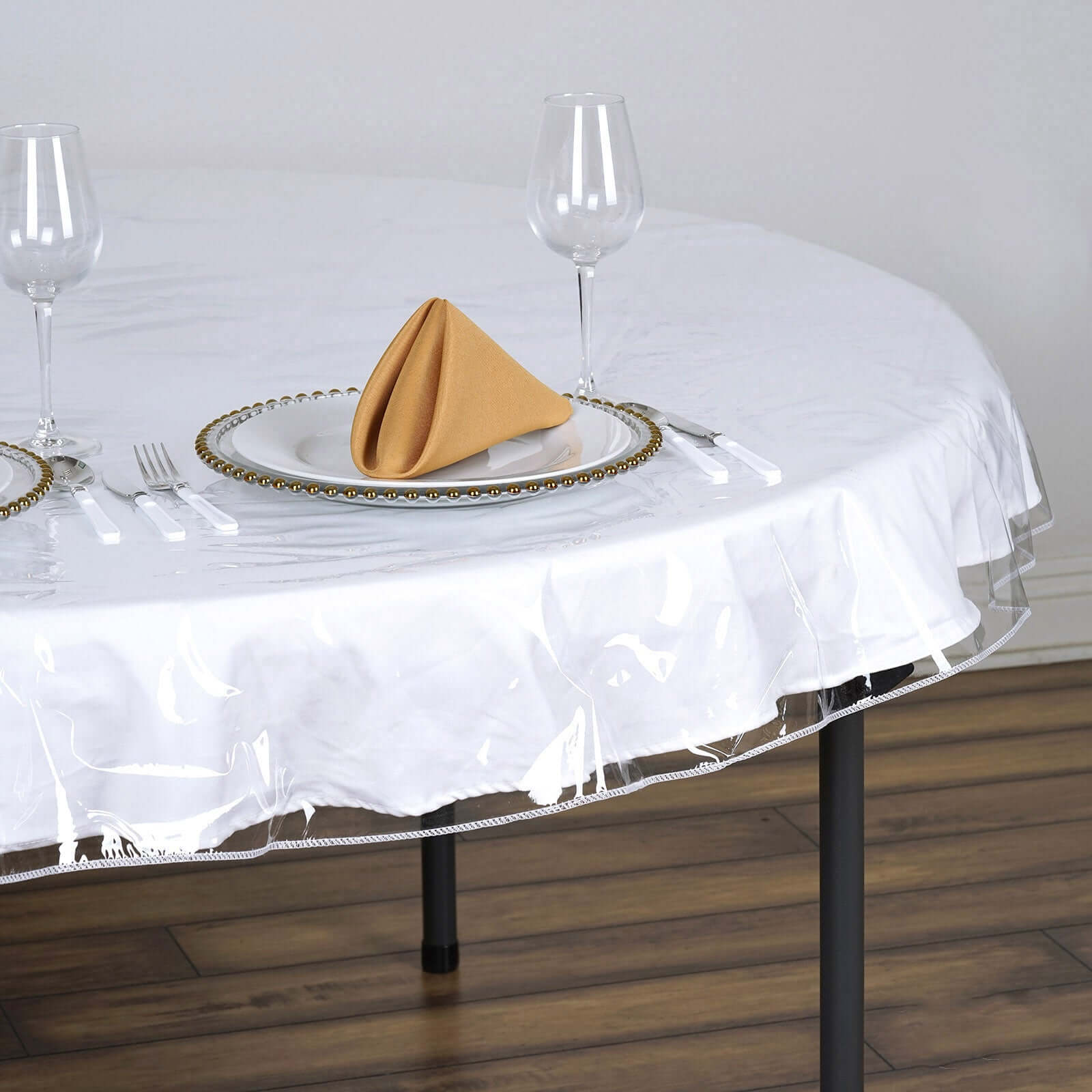 Vinyl Tablecloth Clear Eco - Friendly Round - Reliable PVC Tablecloth 70" 10 Mil Thick - Linen Luxes